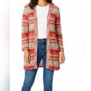 Pre-owned Dana Buchman Colorful Striped Cardigan